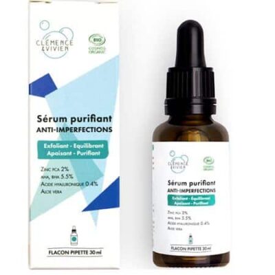 Clémence & Vivien - Sérum de Noche Zinc + AHA BHA, Anti-imperfecciones