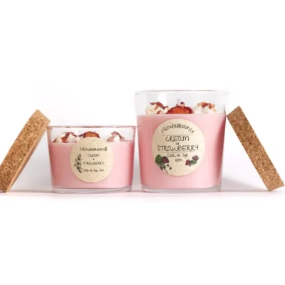 Vela de Cera de Soja con Nata y Fresas
