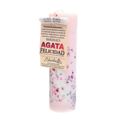 Vela Artesanal con Ágata para Felicidad