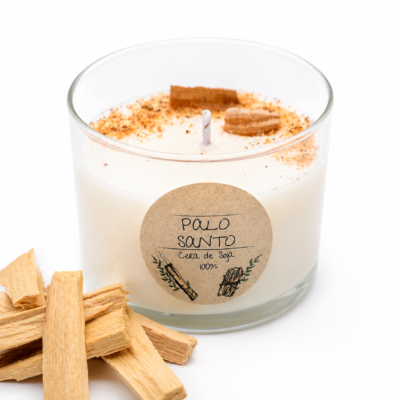 Vela Aromática de Palo Santo de Cera de Soja 100% Ecológica