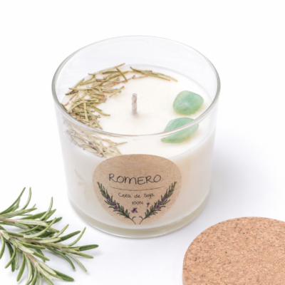 Vela Aromática de Romero de Cera de Soja 100% Ecológica