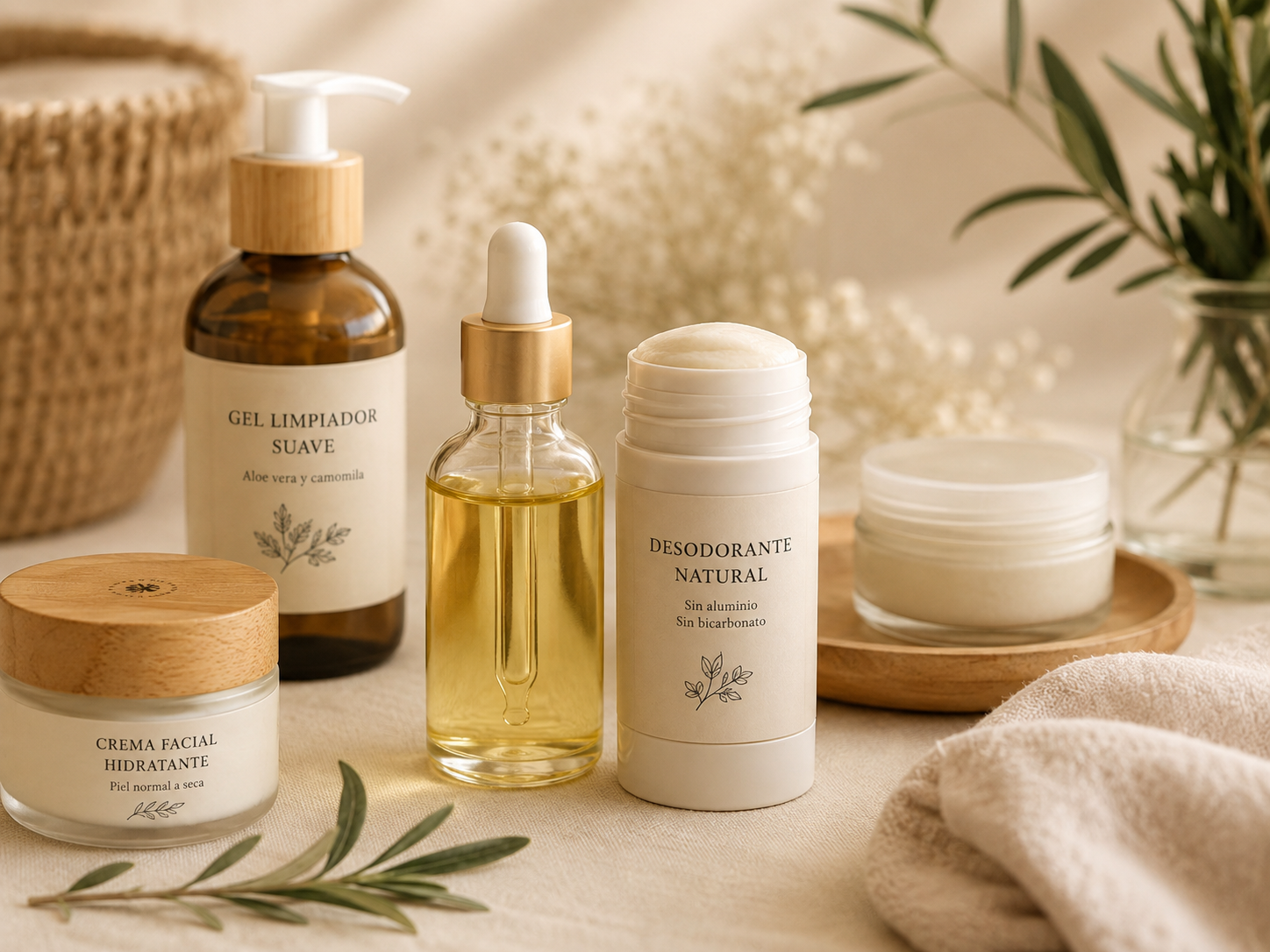 Cosmética natural para el cuidado facial, corporal y capilar