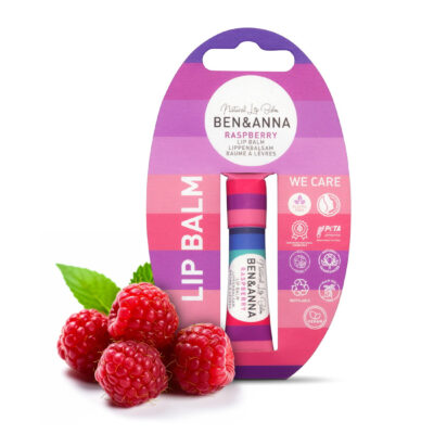 Bálsamo labial natural de frambuesa Ben & Anna Raspberry 6 g en tubo de cartón sin plástico
