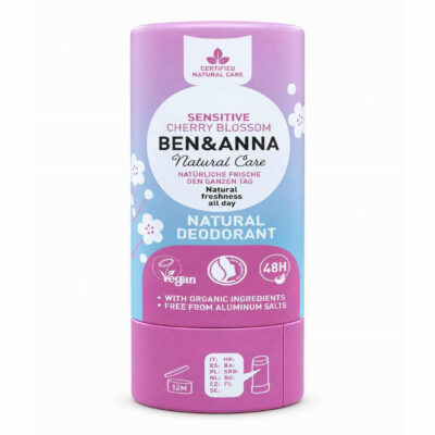 Desodorante natural piel sensible Flor de Cerezo Ben & Anna Sensitive 40 g sin bicarbonato en tubo de cartón
