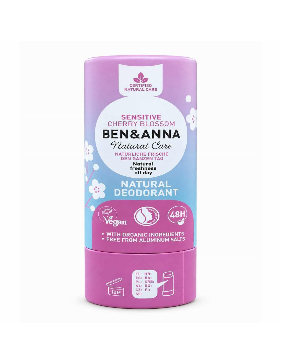 Desodorante natural piel sensible Flor de Cerezo Ben & Anna Sensitive 40 g sin bicarbonato en tubo de cartón Desodorante natural piel sensible Flor de Cerezo Ben & Anna Sensitive 40 g sin bicarbonato en tubo de cartón