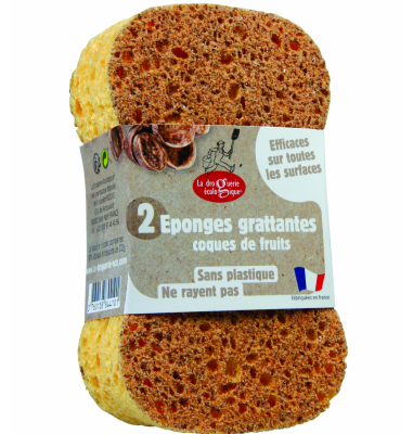 Estropajo natural de celulosa y cáscaras de frutos secos La Droguerie Écologique pack de 2 unidades